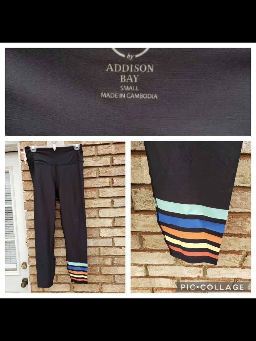New Women's Addison Bay Black Rainbow Active Leggings, RV $120 size Small